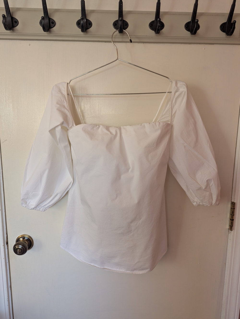 Theory White Off-Shoulder Puff Sleeve Blouse sz 0